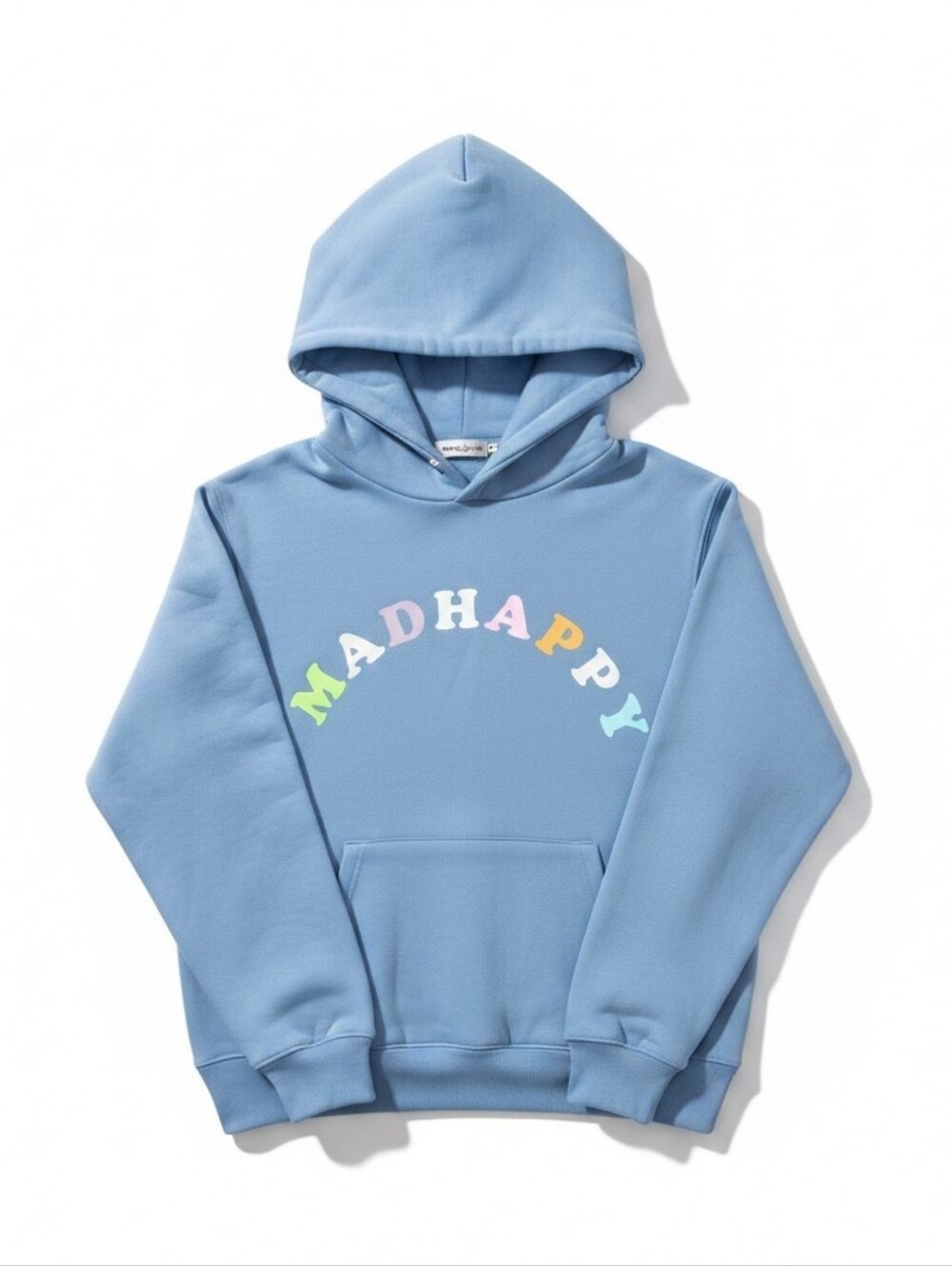 MadHappy Rainbow Logo Hoodie Blue Medium Made in USA Oversized Streetwear
